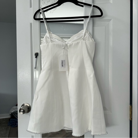 Meshki White Mini Dress with Pearl Details - Picture 11 of 12